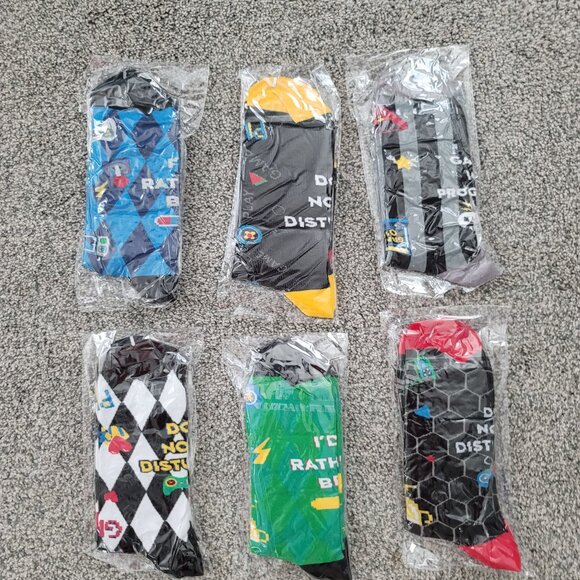 Men's Lot of 6 Gaming Socks size 6-12  "NEW" - Picture 2 of 2